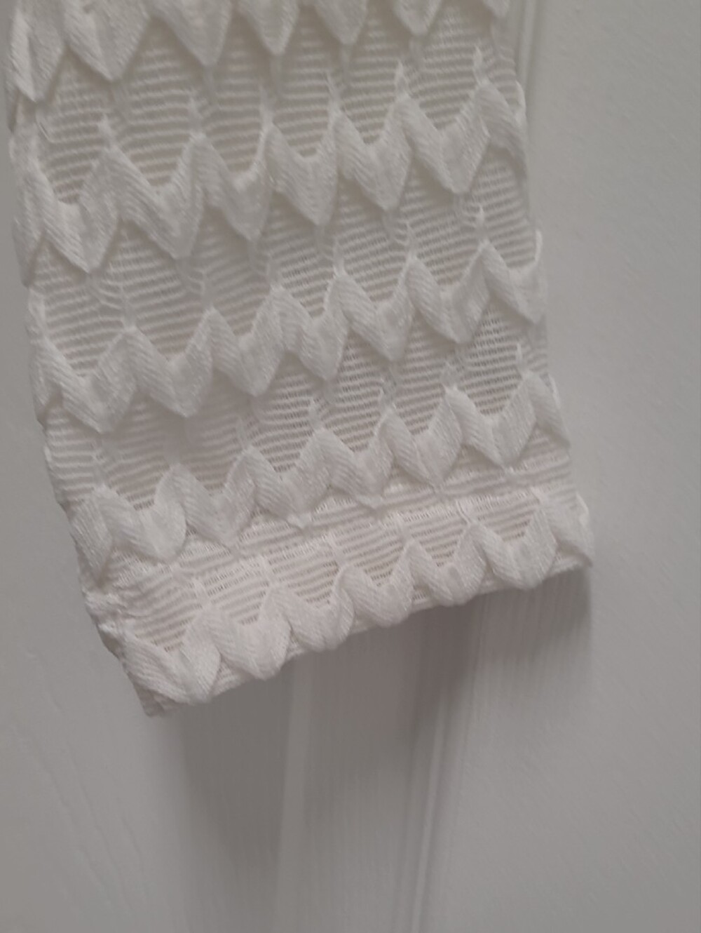 Sharagano White Textured Long Sleeve Dress with Tassel Belt - Picture 9 of 9